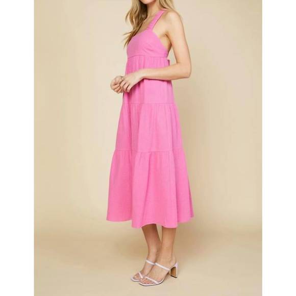 NEW SKIES ARE BLUE cross back tiered maxi dress in pink - Picture 3 of 4